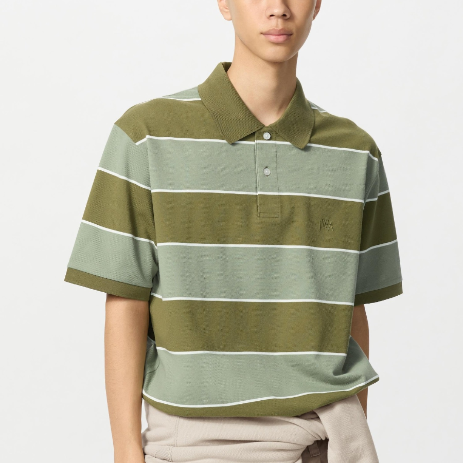 UNIQLO Dry Pique Wide Stripe Polo Shirt