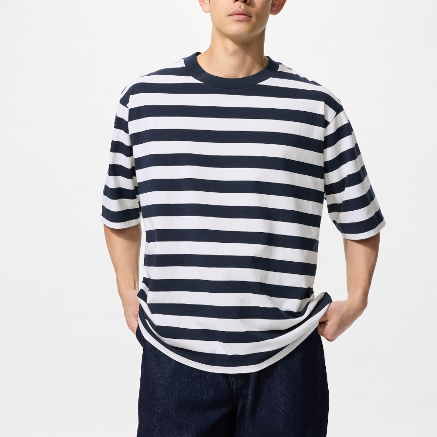 UNIQLO Oversized Stripe T-Shirt (Short Sleeve, Wide Fit)