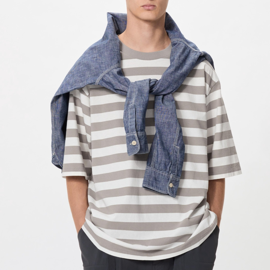 UNIQLO Oversized Stripe T-Shirt (Short Sleeve, Wide Fit)