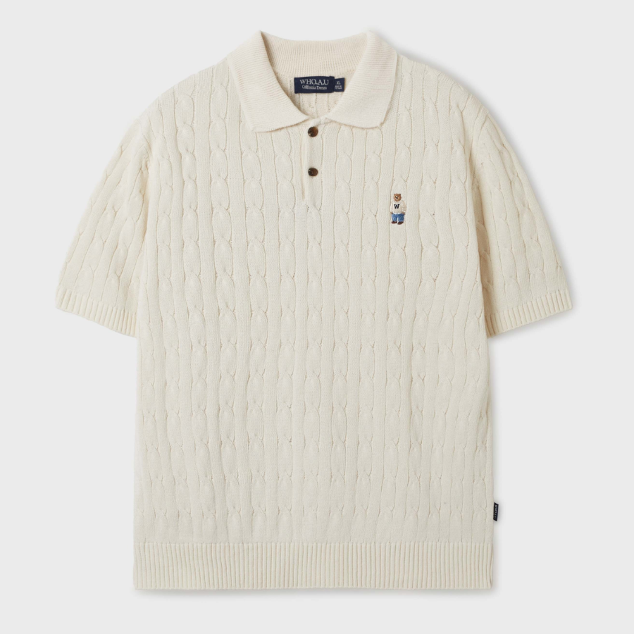 WHO.A.U Steve Collar Cable ShortSleeve Sweater