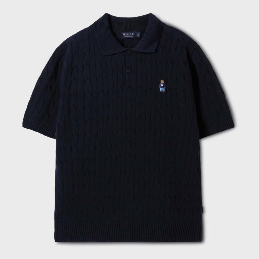 WHO.A.U Steve Collar Cable ShortSleeve Sweater