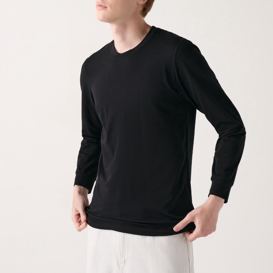 UNIQLO HEATTECH Cotton Crew Neck T-Shirt (Extra Warm, 3/4 Sleeve)