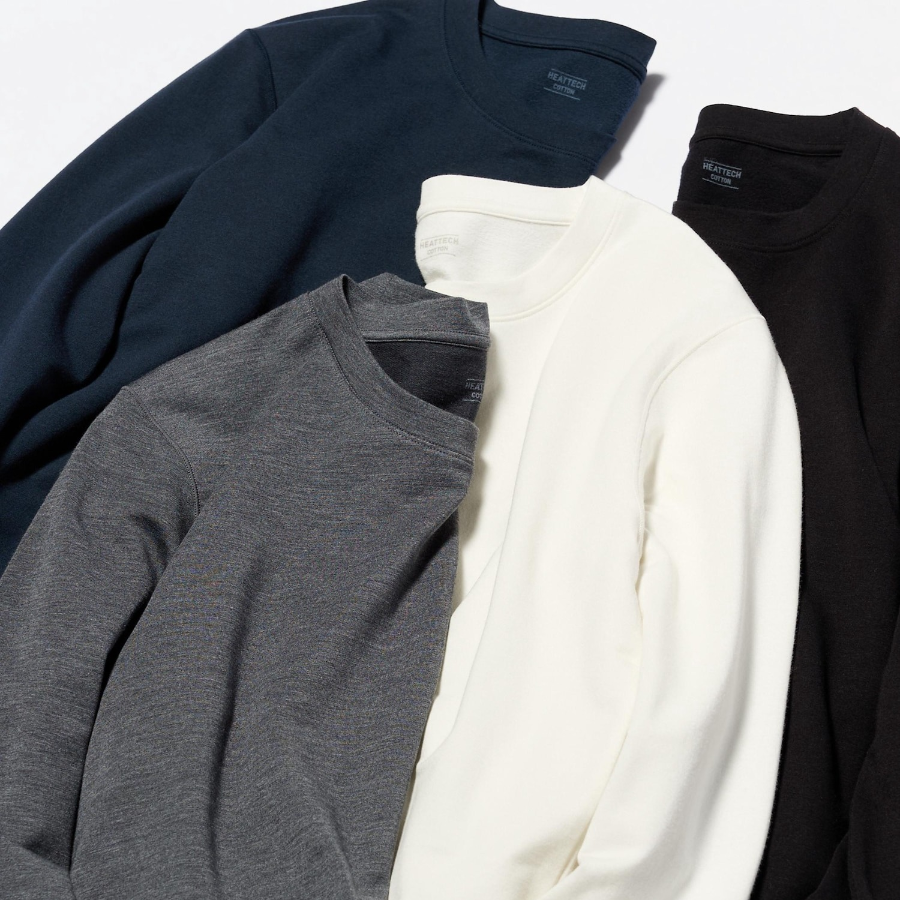 UNIQLO HEATTECH Cotton Crew Neck T-Shirt (Extra Warm, 3/4 Sleeve)