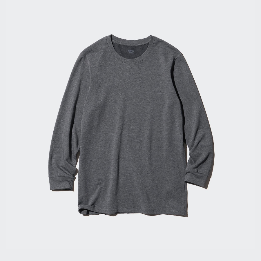 UNIQLO HEATTECH Cotton Crew Neck T-Shirt (Extra Warm, 3/4 Sleeve)