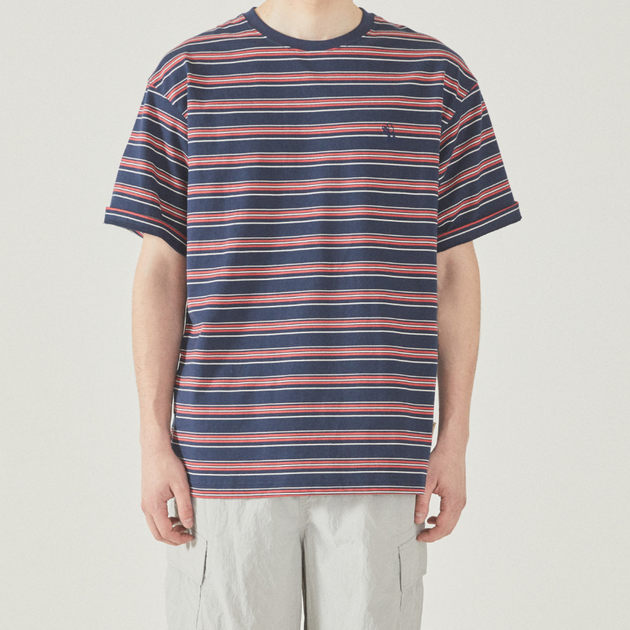 WHO.A.U Surf Bear Multi Stripe T-Shirt