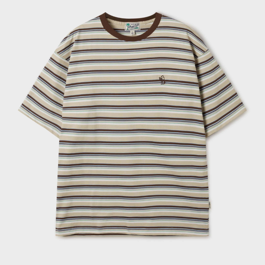 WHO.A.U Surf Bear Multi Stripe T-Shirt