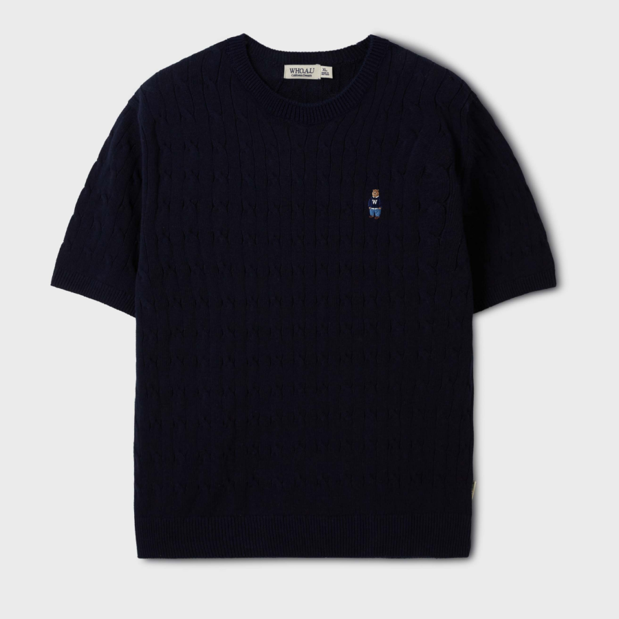 WHO.A.U Steve Cable Short Sleeve Sweater