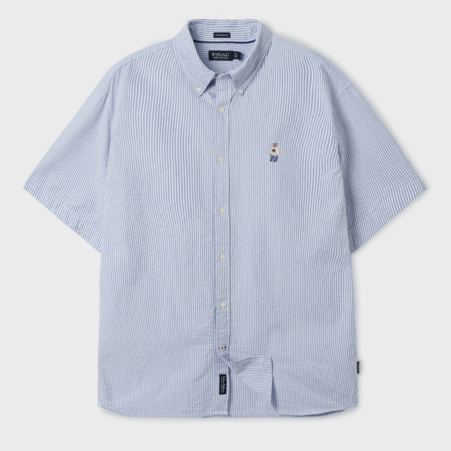 WHO.A.U Steve Seersucker Short Sleeve Shirts