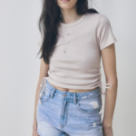 WHO.A.U — футболка Ribbed Shirring T-Shirt