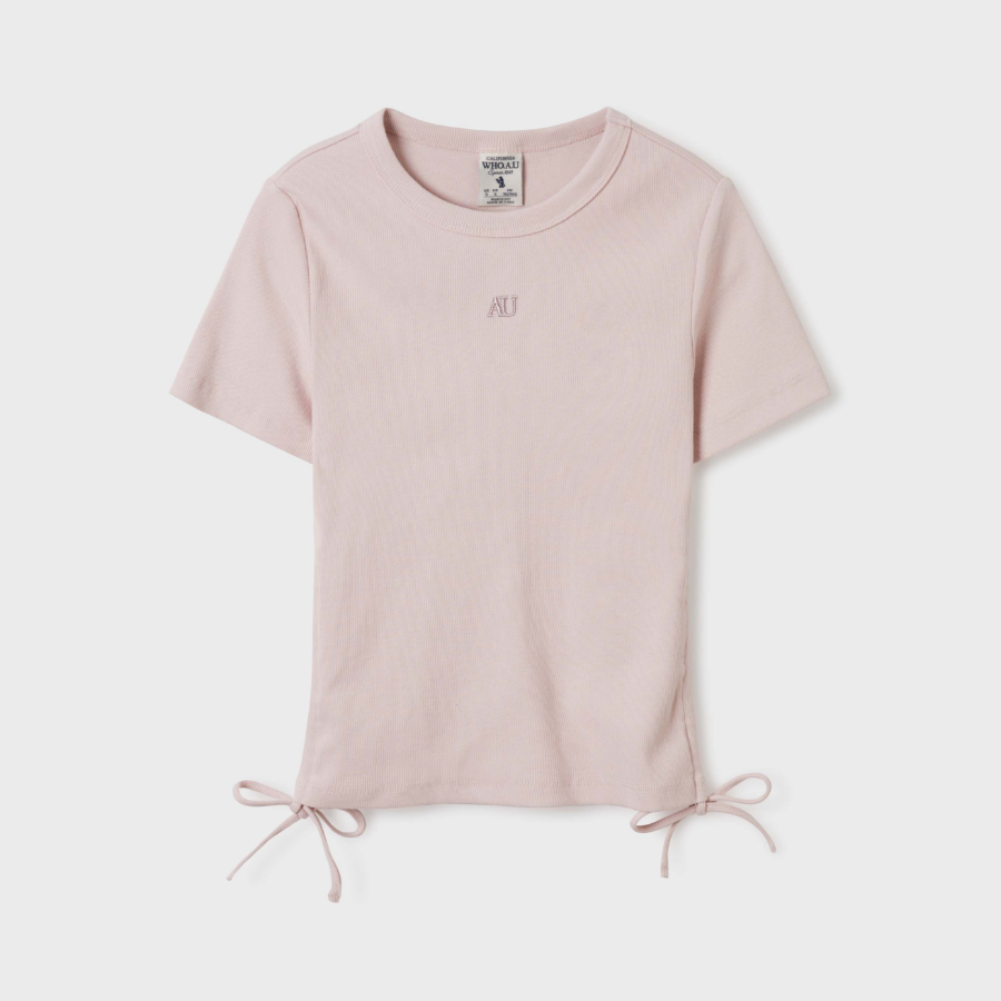 WHO.A.U — футболка Ribbed Shirring T-Shirt