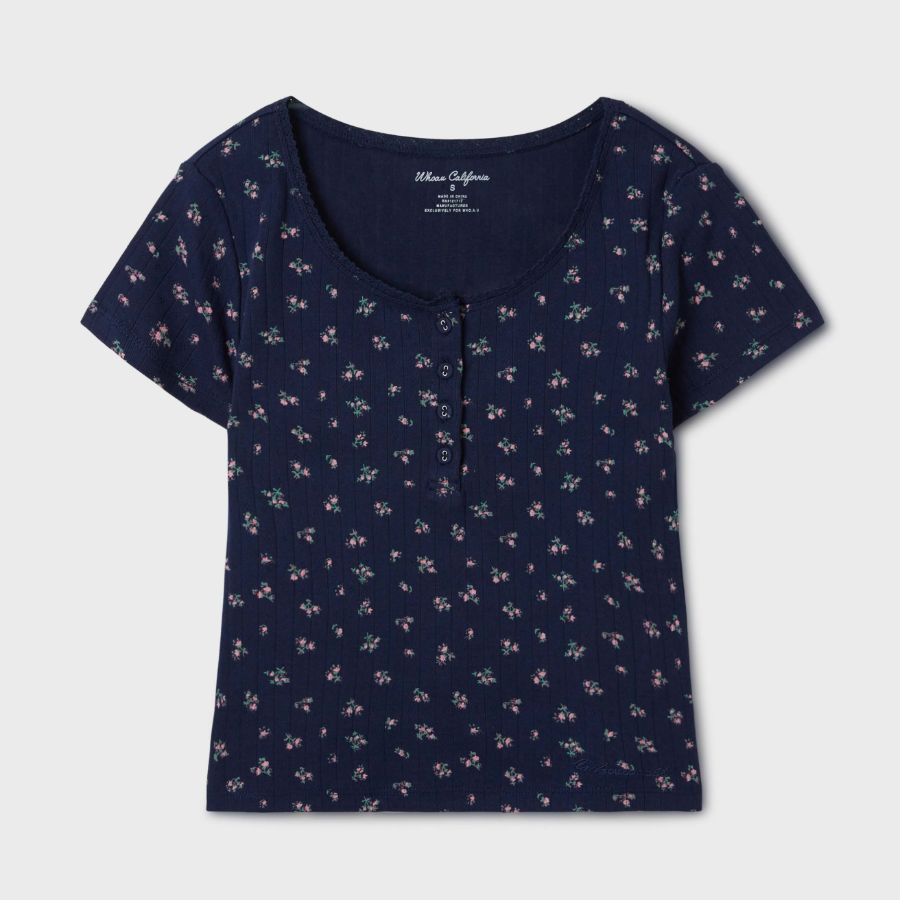 WHO.A.U — футболка Eyelet Henry Neck T-shirt