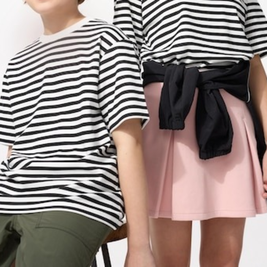 UNIQLO KIDS AIRism Cotton Stripe Crew Neck T
