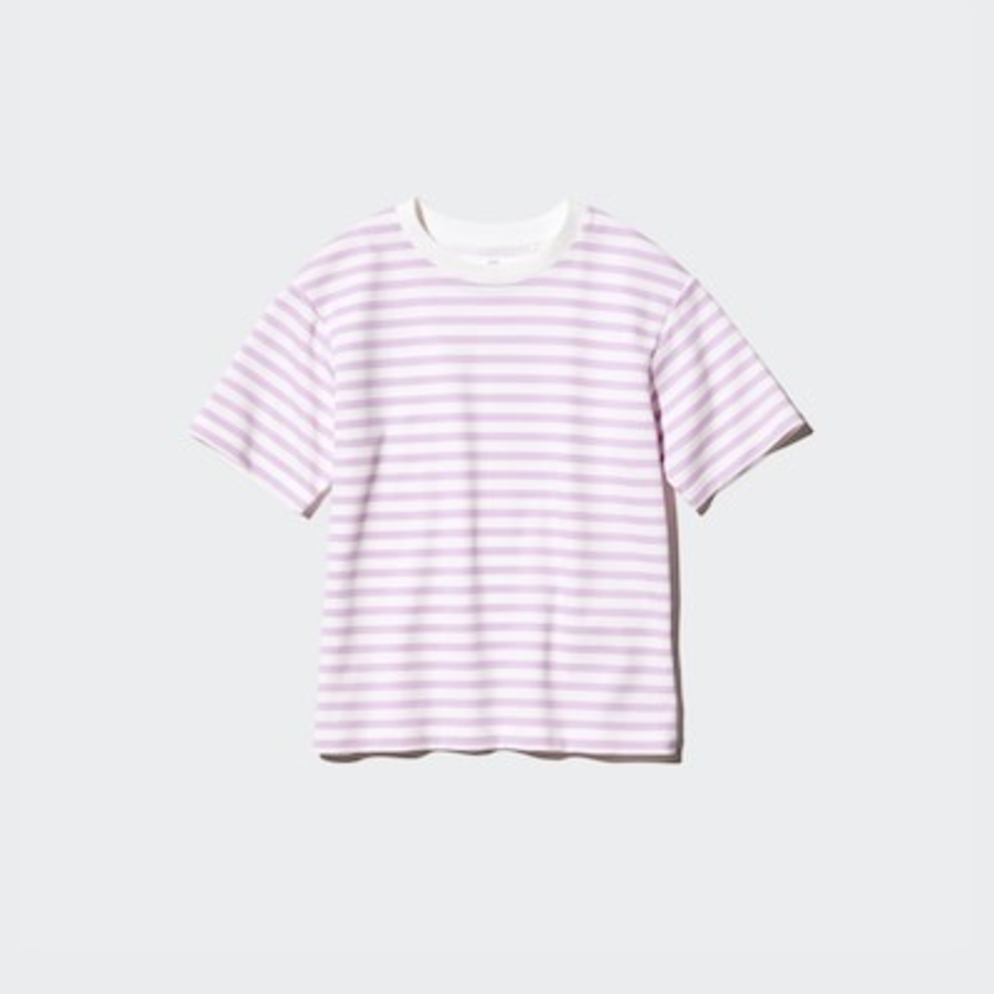UNIQLO KIDS AIRism Cotton Stripe Crew Neck T