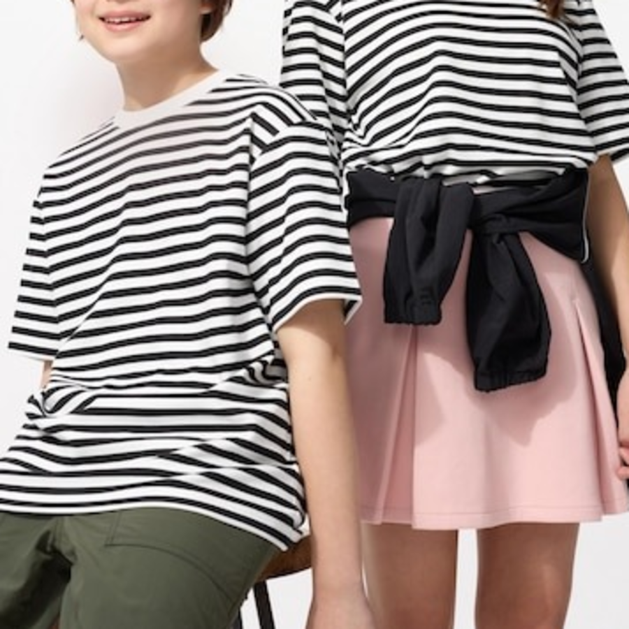 UNIQLO KIDS AIRism Cotton Stripe Crew Neck T
