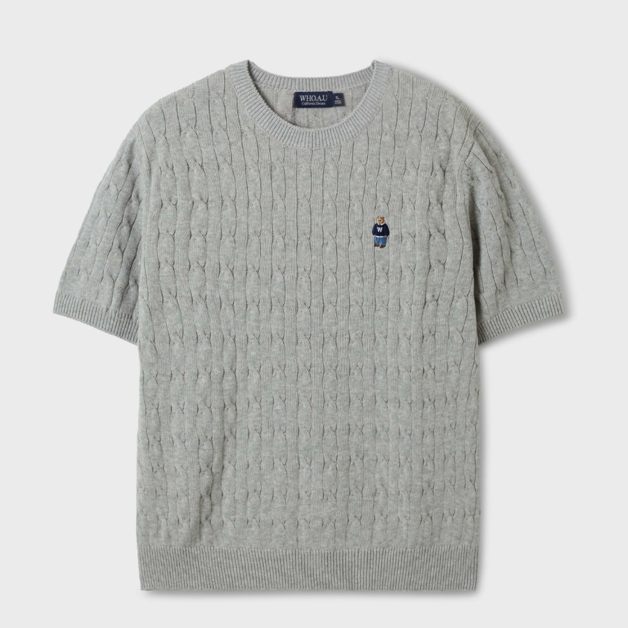 WHO.A.U — свитер Steve Cable Short Sleeve Sweater (U)