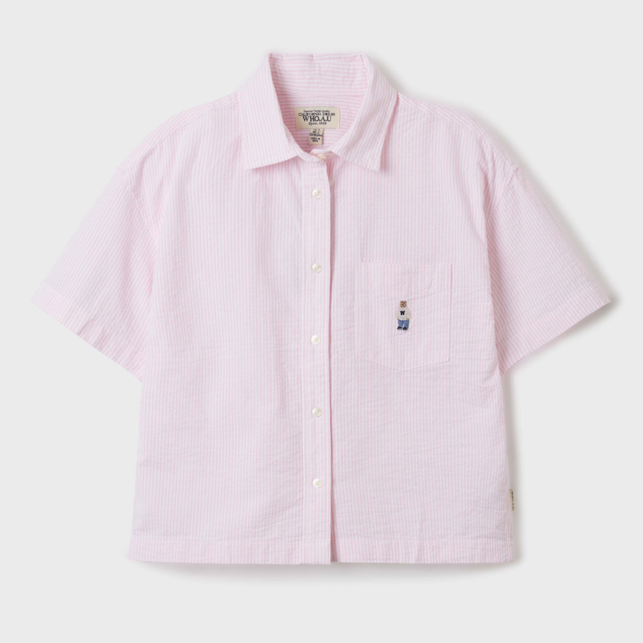 WHO.A.U — рубашка Steve Seersucker Crop Shirts (Set-up)