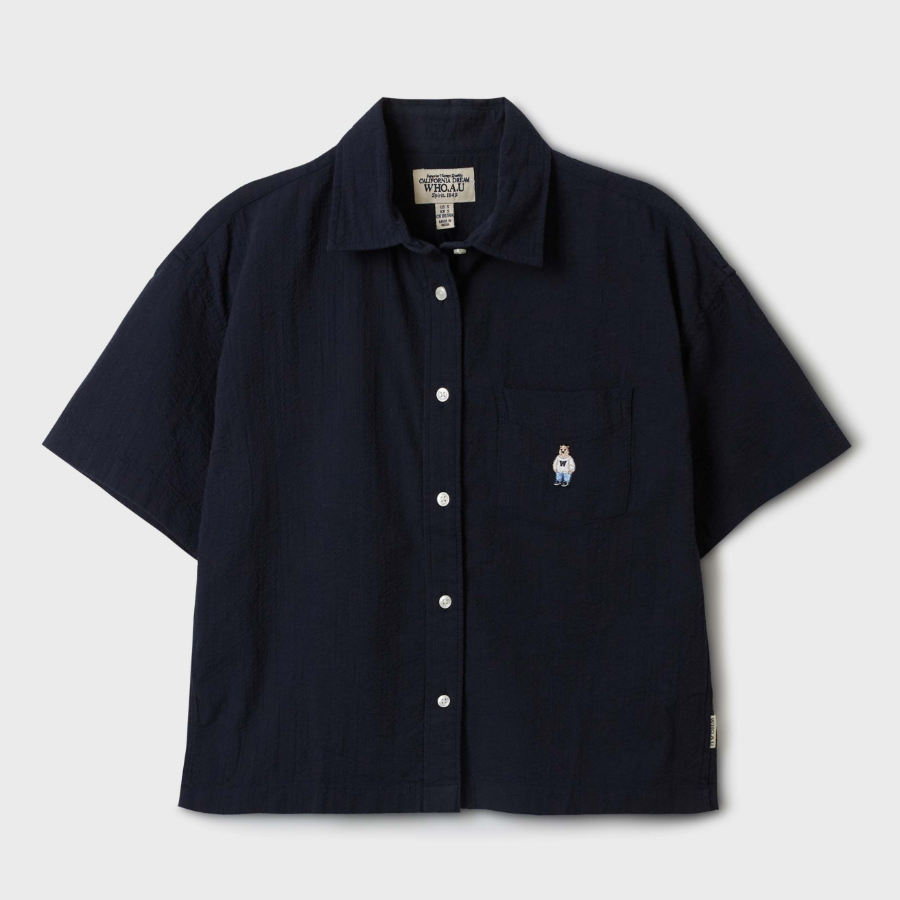 WHO.A.U — рубашка Steve Seersucker Crop Shirts (Set-up)