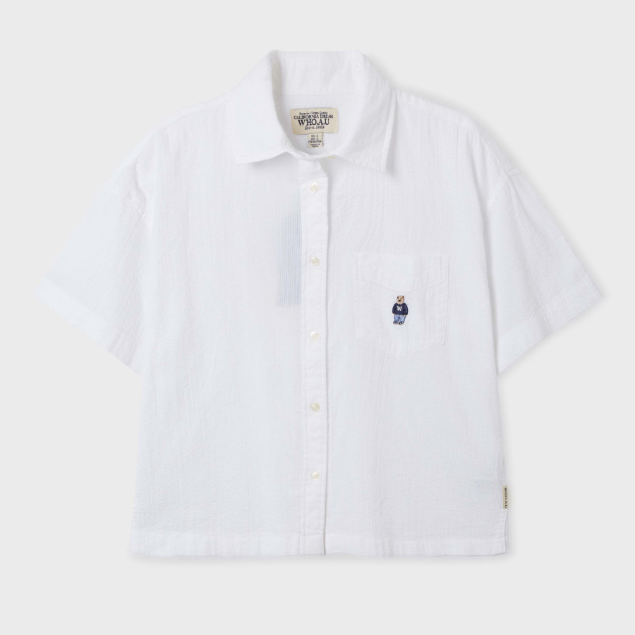 WHO.A.U — рубашка Steve Seersucker Crop Shirts (Set-up)