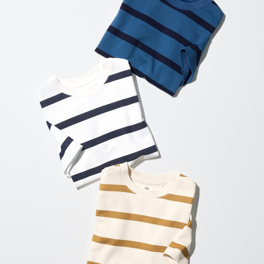 UNIQLO KIDS AIRism Cotton Stripe Crew Neck T