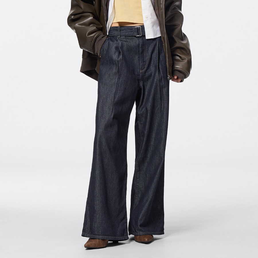 Uniqlo GU – брюки Light Denim Belted Wide Pants