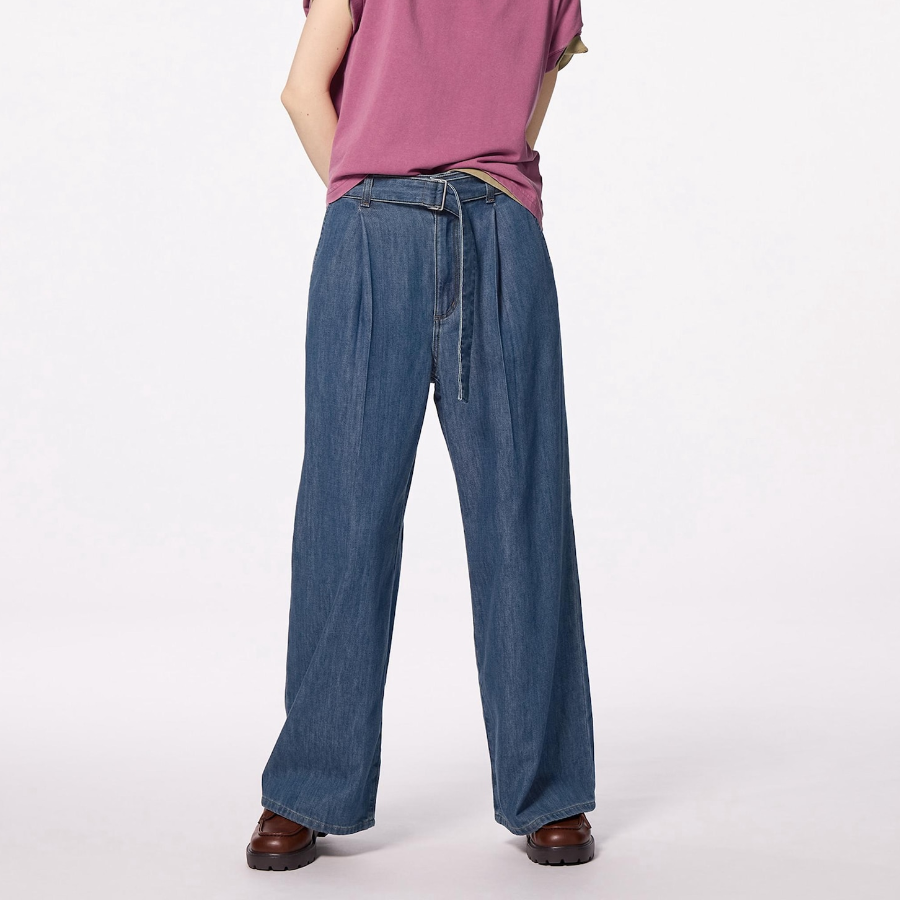 Uniqlo GU – брюки Light Denim Belted Wide Pants