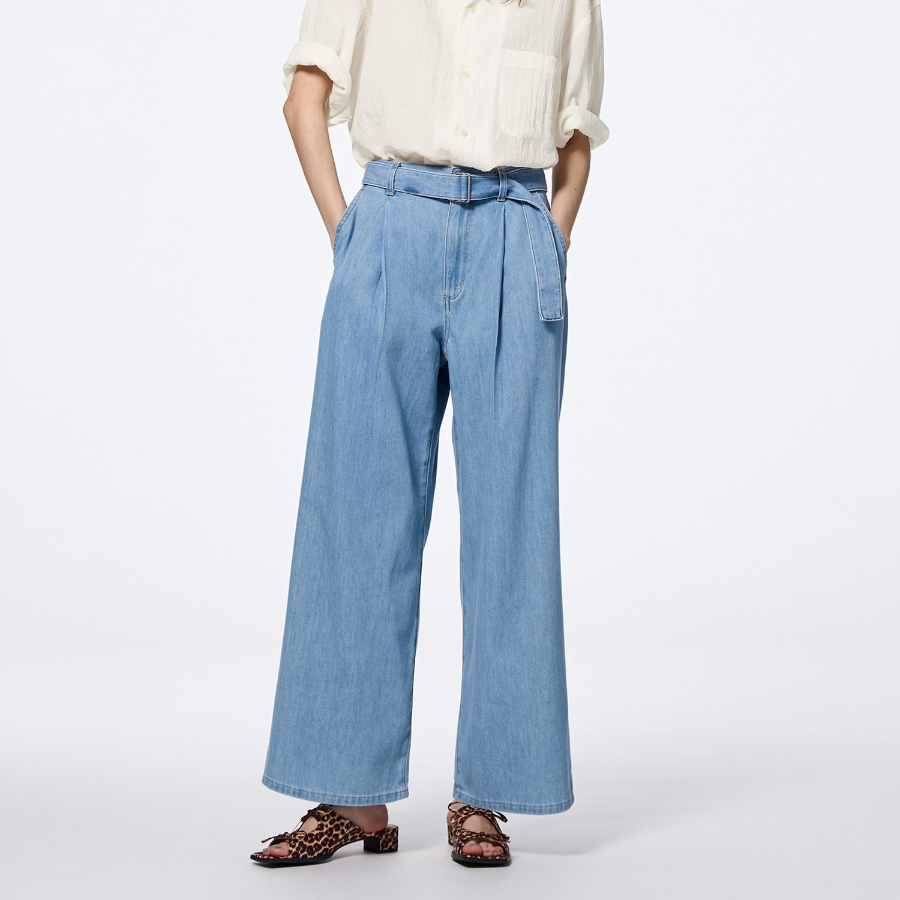 Uniqlo GU – брюки Light Denim Belted Wide Pants
