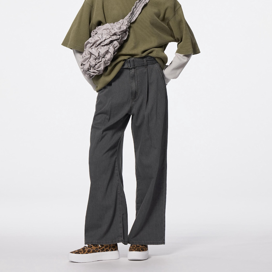 Uniqlo GU – брюки Light Denim Belted Wide Pants