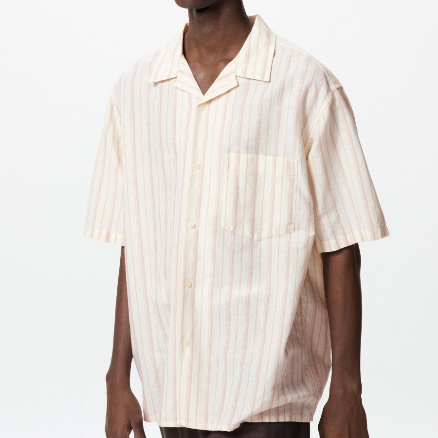 UNIQLO Cotton Linen Shirt (Short Sleeve, Stripe)