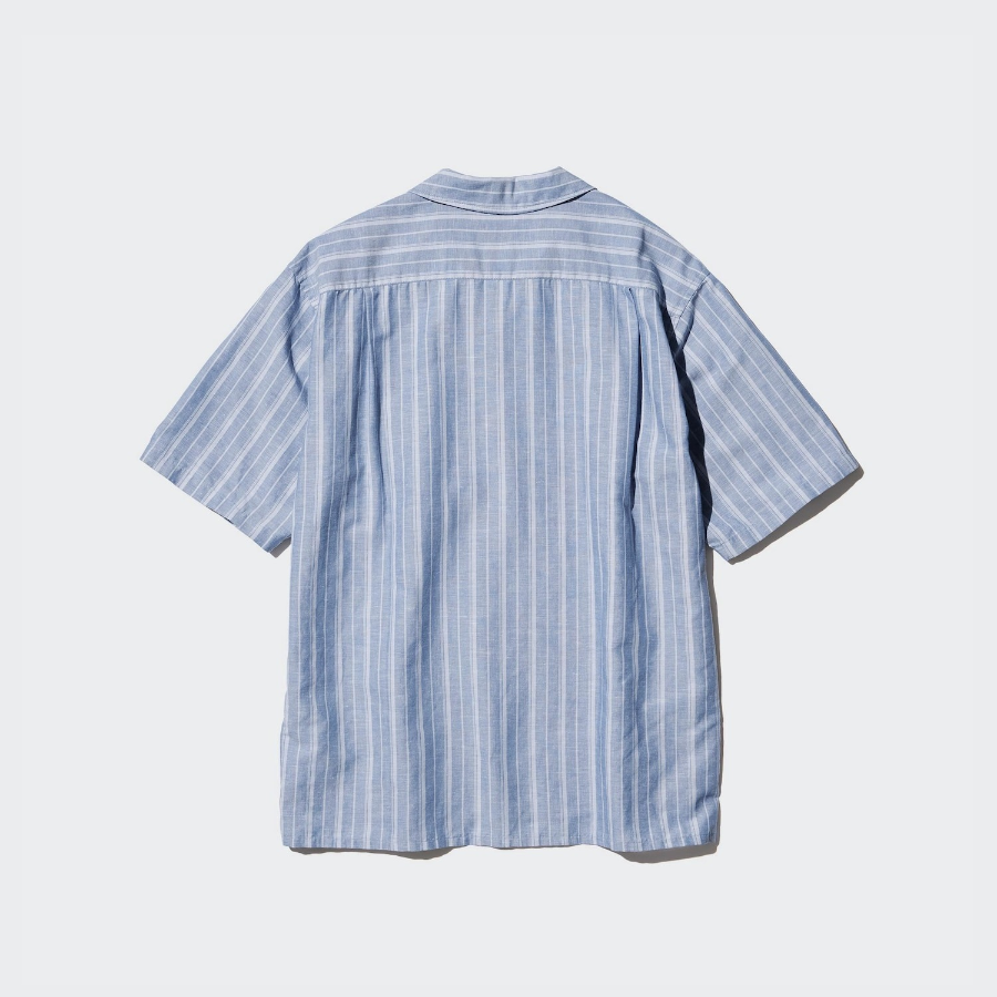 UNIQLO Cotton Linen Shirt (Short Sleeve, Stripe)