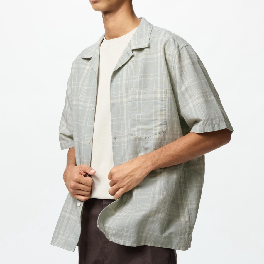 UNIQLO Cotton Linen Shirt (Short Sleeve, Check)
