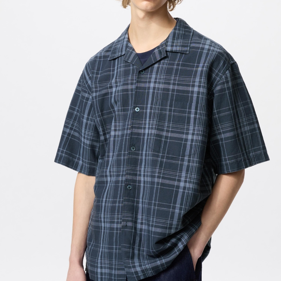 UNIQLO Cotton Linen Shirt (Short Sleeve, Check)