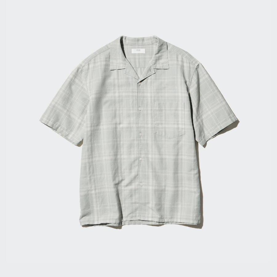 UNIQLO Cotton Linen Shirt (Short Sleeve, Check)