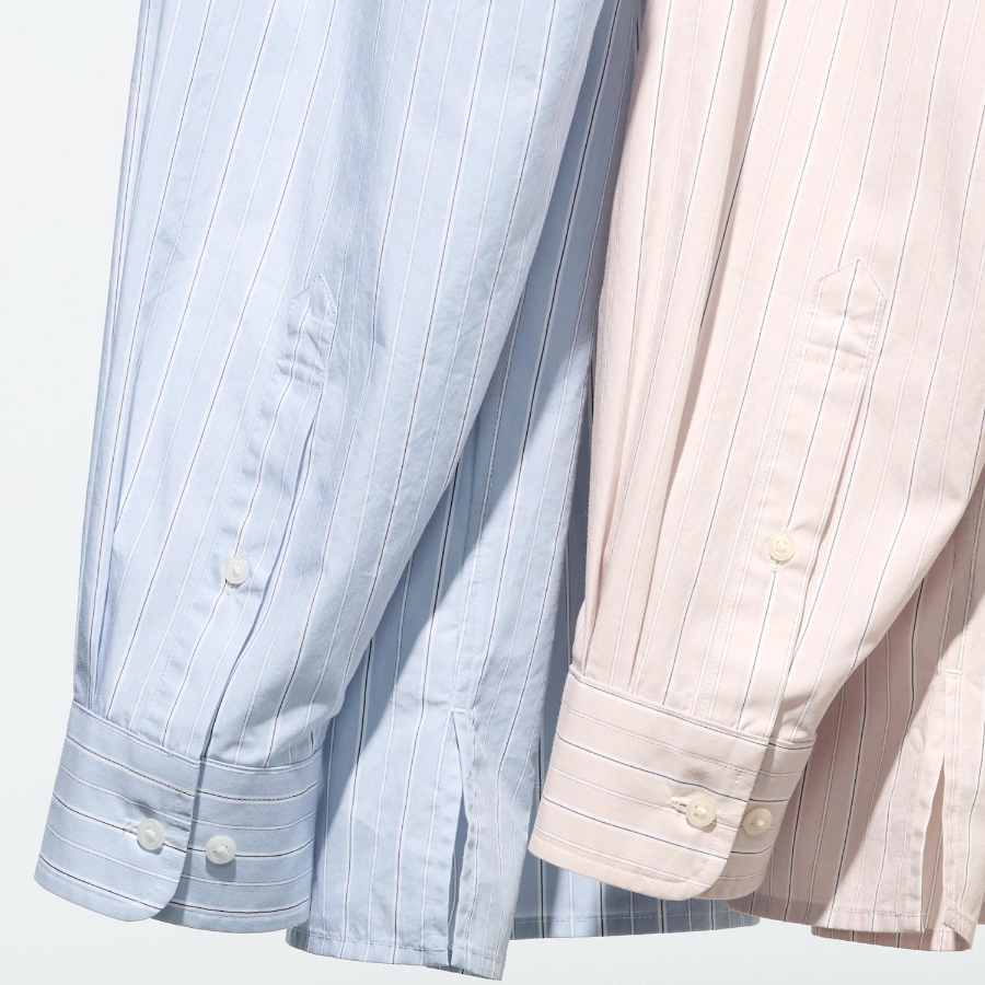 UNIQLO Broadcloth Oversized Shirt (Long Sleeve, Stripe B)