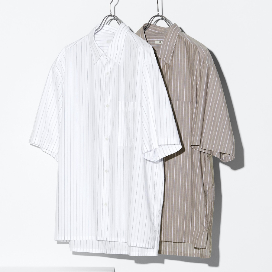 UNIQLO Broadcloth Oversized Shirt (Short Sleeve) Stripe A