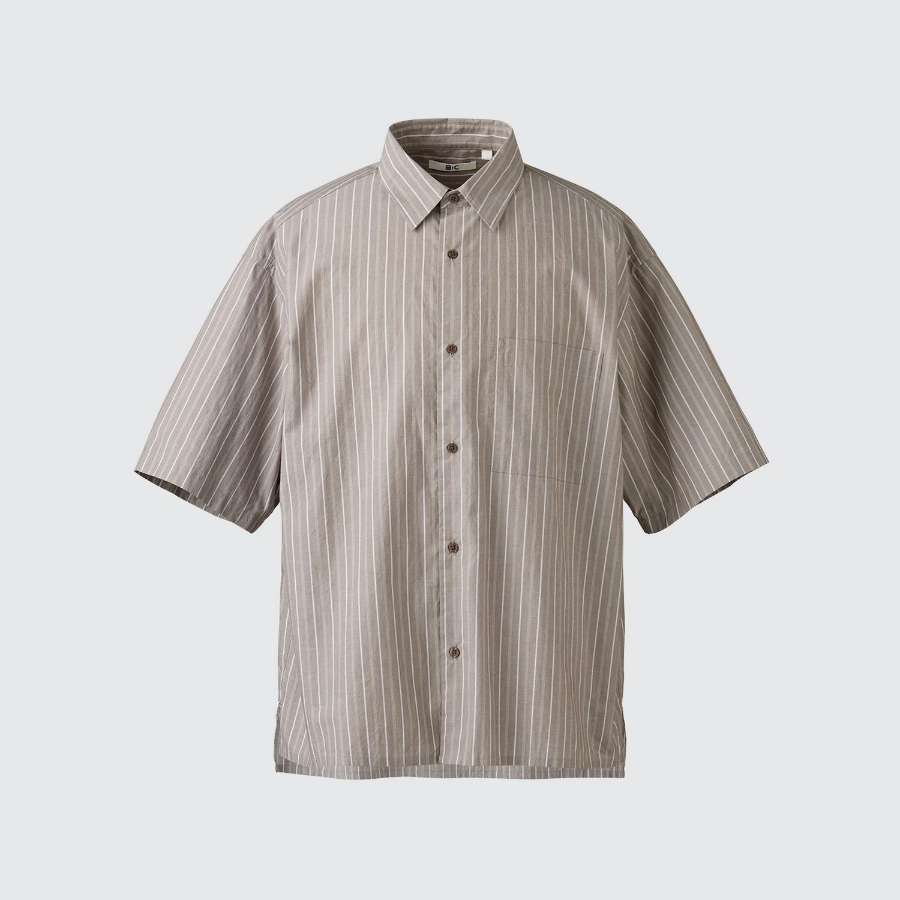 UNIQLO Broadcloth Oversized Shirt (Short Sleeve) Stripe A