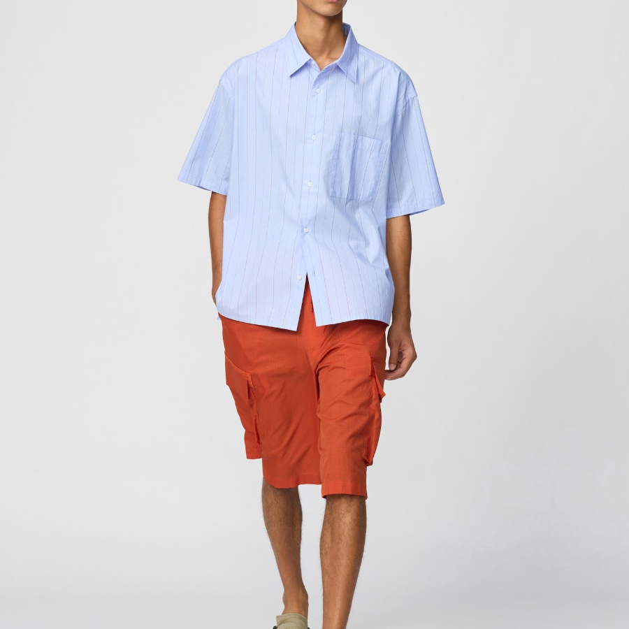 UNIQLO Broadcloth Oversized Shirt (Short Sleeve) Stripe B
