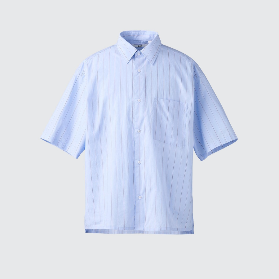 UNIQLO Broadcloth Oversized Shirt (Short Sleeve) Stripe B