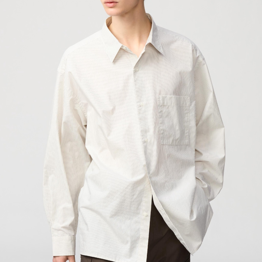 UNIQLO Broadcloth Oversized Shirt (Long Sleeve) Stripe