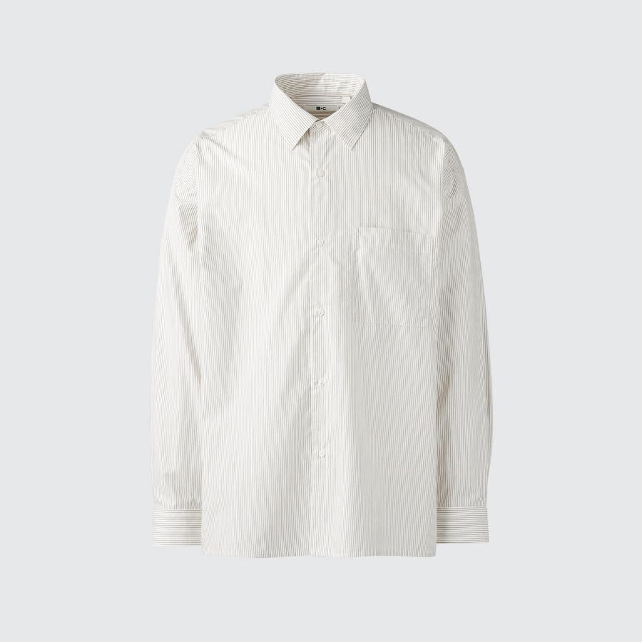 UNIQLO Broadcloth Oversized Shirt (Long Sleeve) Stripe