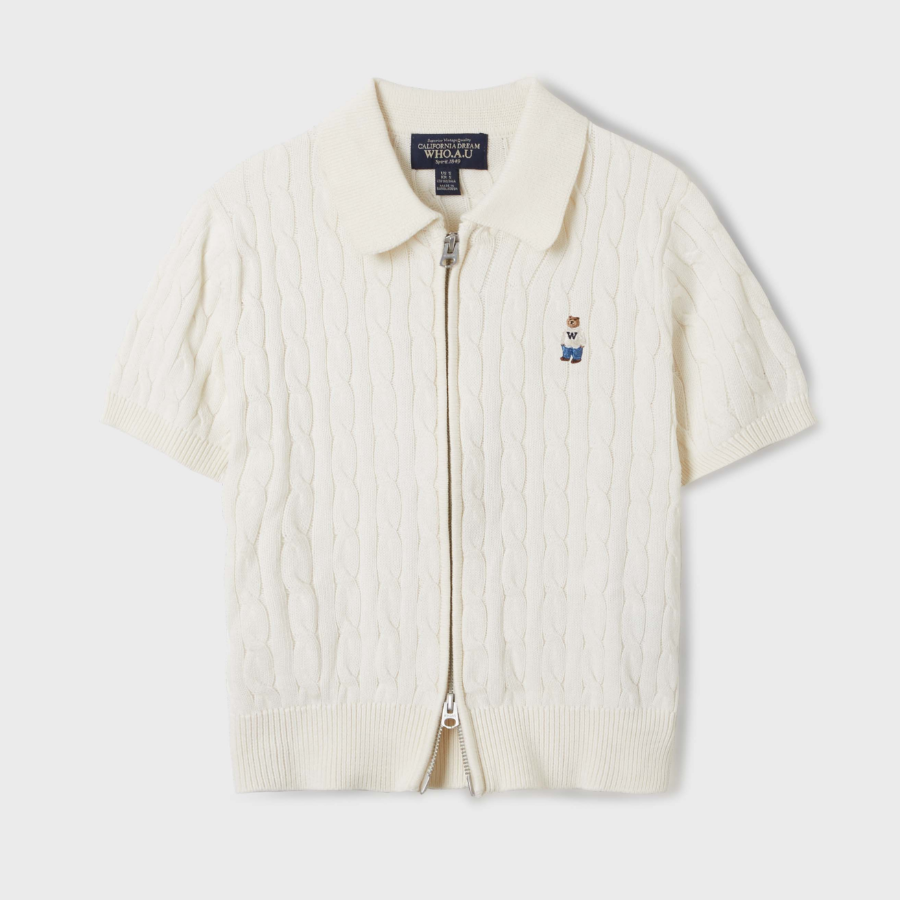 WHO.A.U — кардиган Steve Cable Short Sleeve Zip-up Cardigan