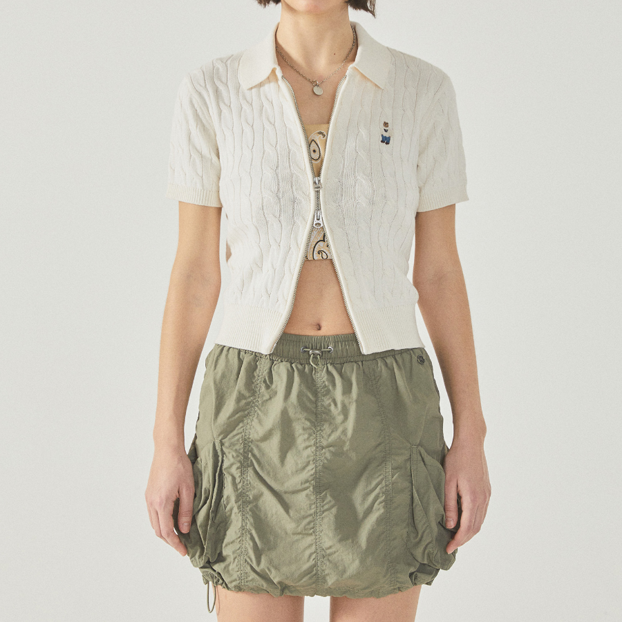 WHO.A.U — кардиган Steve Cable Short Sleeve Zip-up Cardigan