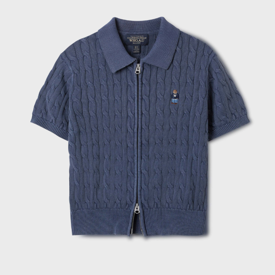 WHO.A.U — кардиган Steve Cable Short Sleeve Zip-up Cardigan