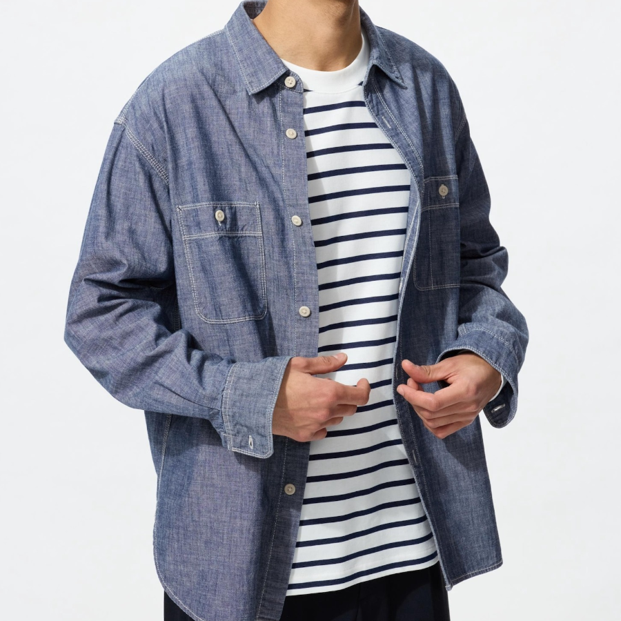UNIQLO Chambray Overshirt (Long Sleeve)