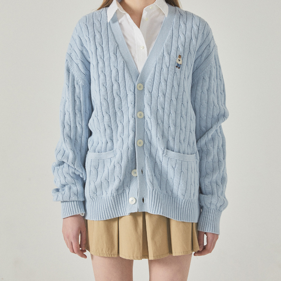 WHO.A.U — кардиган Steve V-neck Cable Cardigan (U)