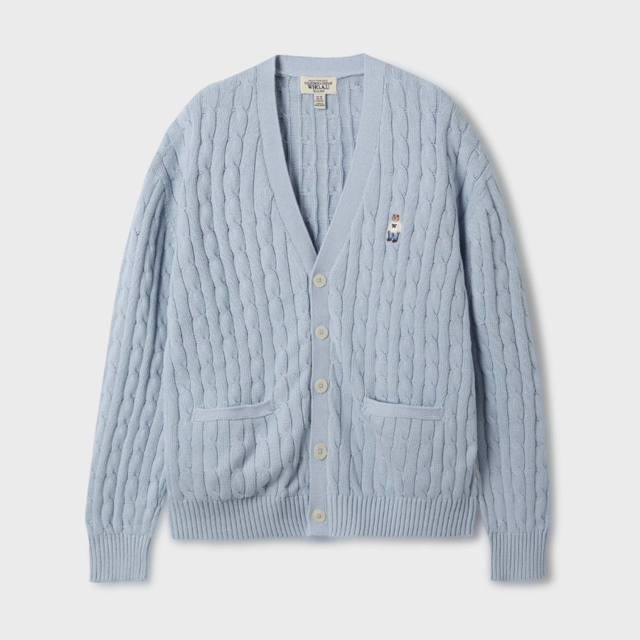 WHO.A.U — кардиган Steve V-neck Cable Cardigan (U)