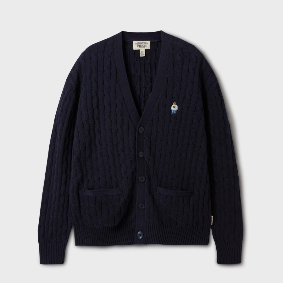 WHO.A.U — кардиган Steve V-neck Cable Cardigan (U)