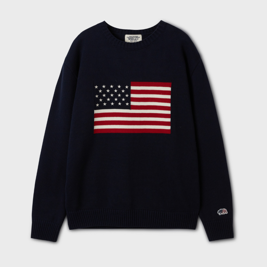 WHO.A.U American Flag Intarsia Knit
