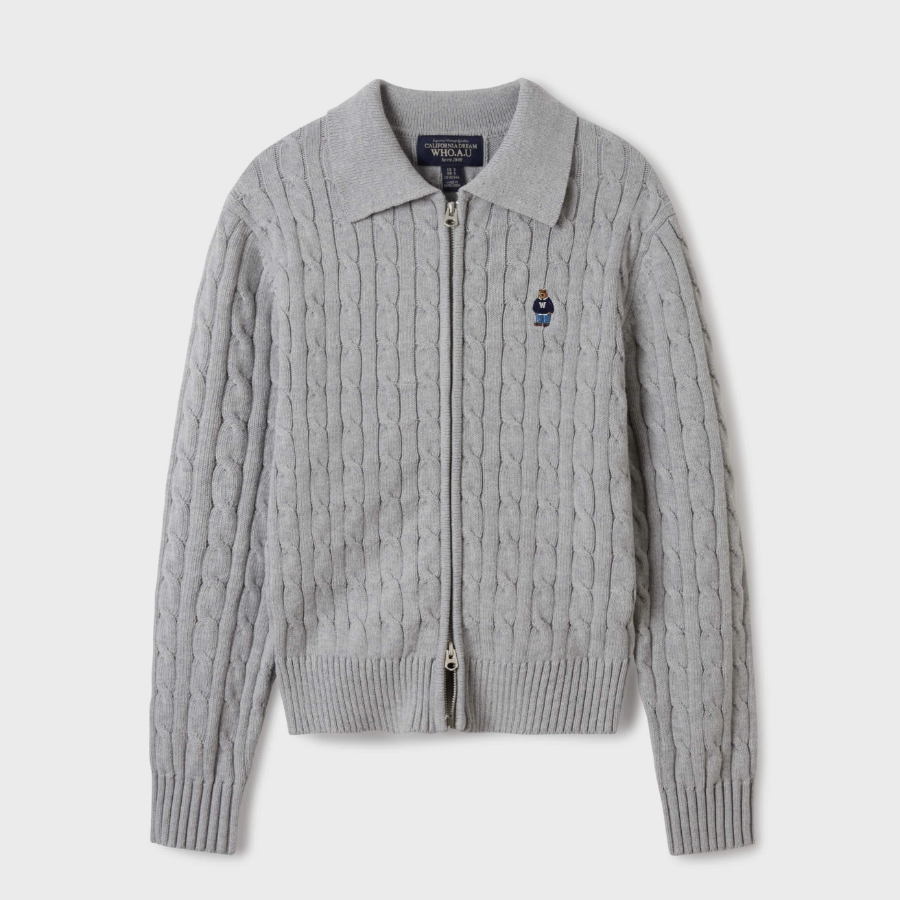 WHO.A.U — кардиган Steve Crop Cable Zip-up Cardigan