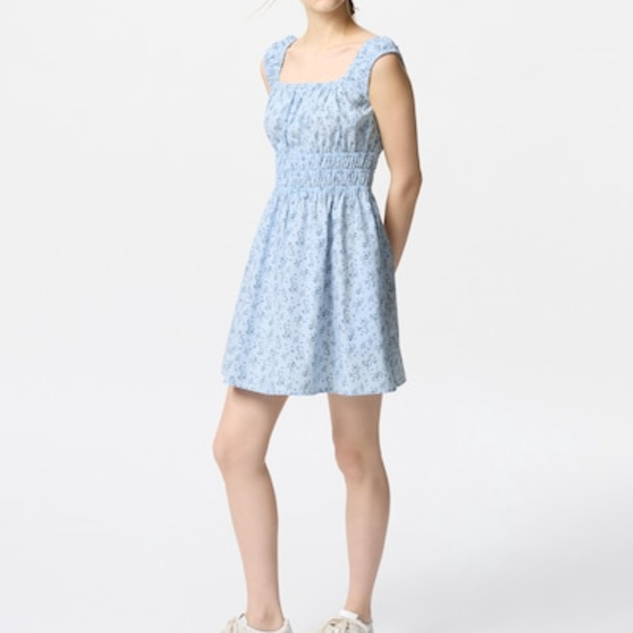 Uniqlo – платье Cotton Gathered Mini Dress (Sleeveless, Print)