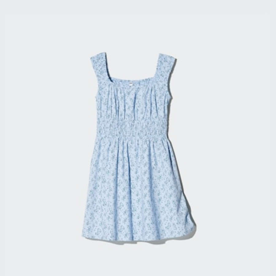 Uniqlo – платье Cotton Gathered Mini Dress (Sleeveless, Print)